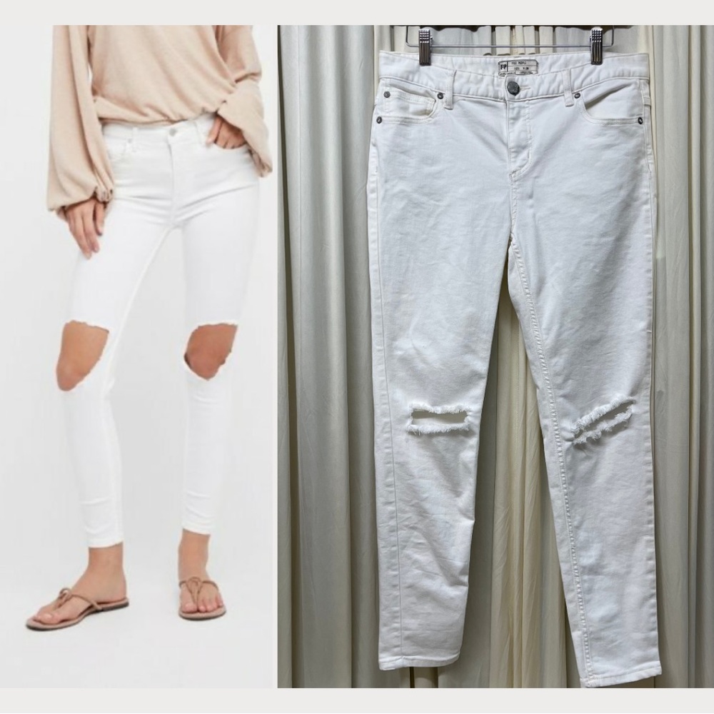 Free people Busted Knee Skinny Jeans White 29